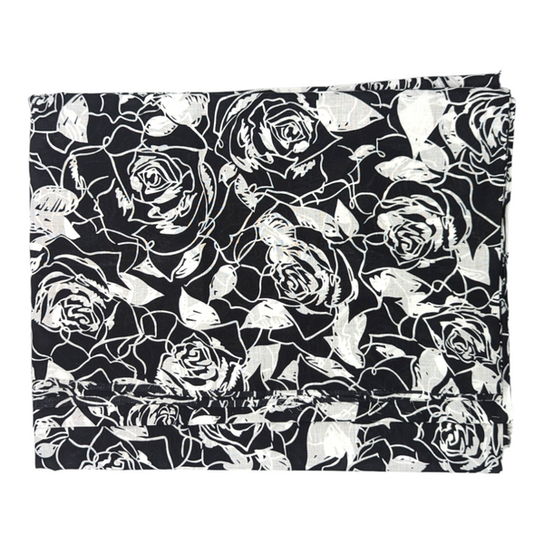 "Black + White Roses" Cotton Fabric - 2 Yd x 54"