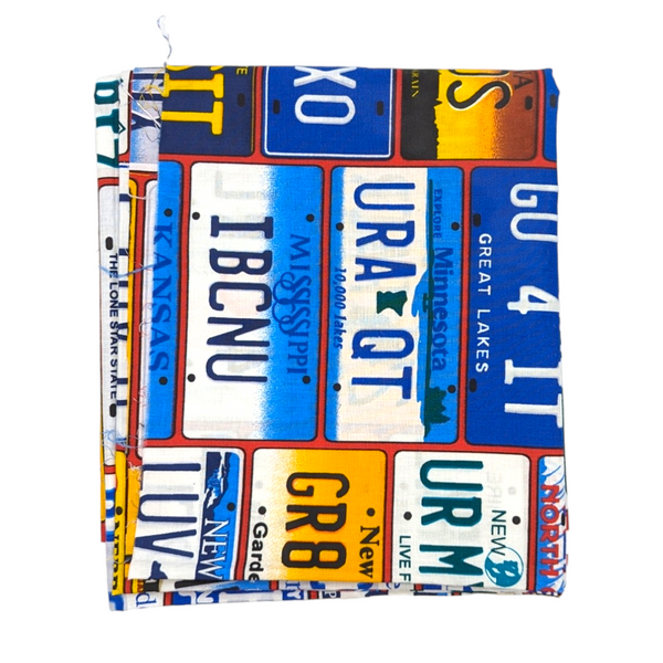 License Plate Cotton Fabric - 1 1/2 yds x 44"