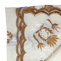 Vintage Cream Embroidered Tablecloth + Napkin Set