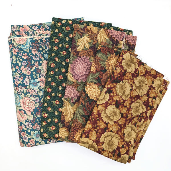 Royal Floral Coordinating Quilting Cotton Fabric Bundle - 9 Yds x 44"
