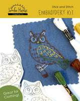 Owls Stick and Stitch Embroidery Kit