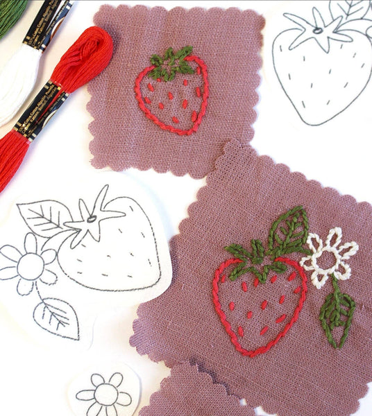 Strawberries Stick and Stitch Embroidery Kit