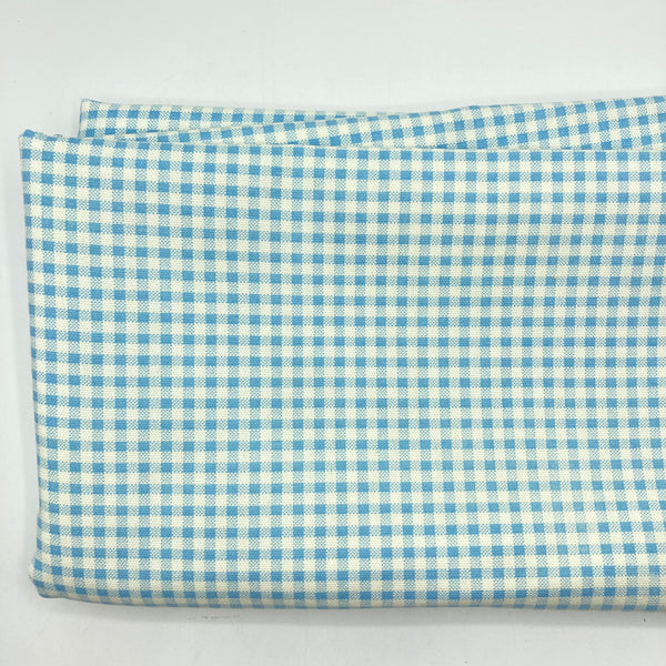 White Blue Check Fabric - 1 3/4 yards x 48